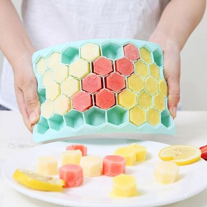 Silicone Honeycomb Ice Cube Tray with Cover