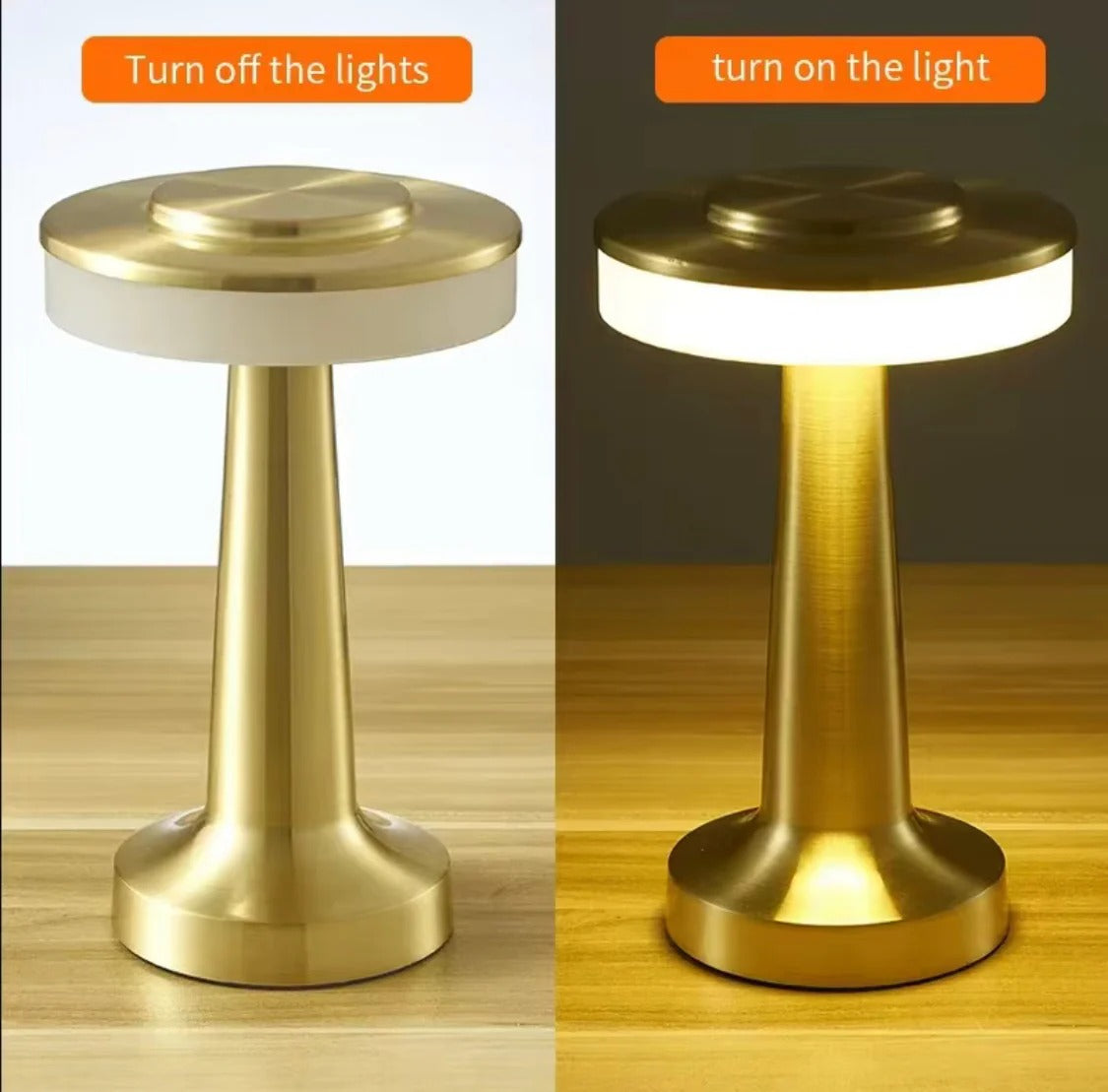 Cordless LED Table Lamp with Touch Control, 3-Level Dimmable Portable Light