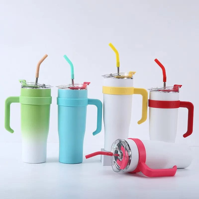 Stainless Steel 1250ml Tumbler with Straw and Handle