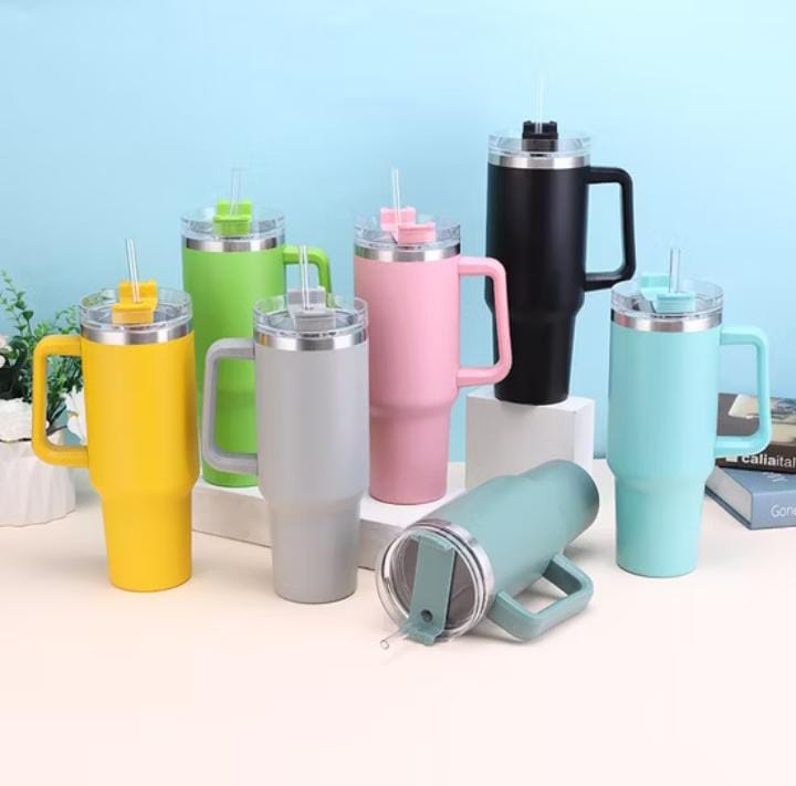 Stainless Steel 1250ml Tumbler with Straw and Handle