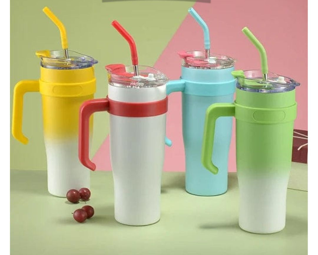 Stainless Steel 1250ml Tumbler with Straw and Handle