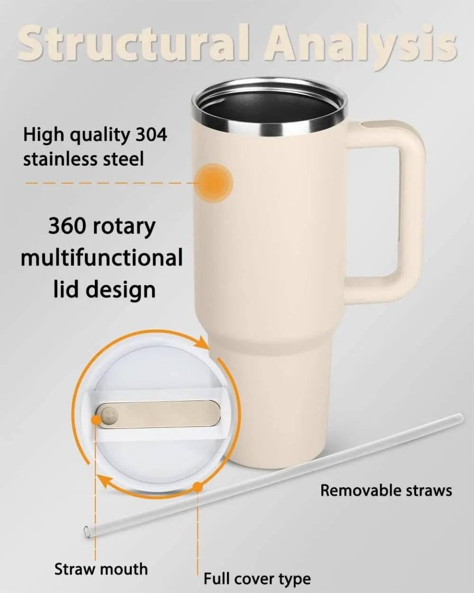 Stainless Steel 1250ml Tumbler with Straw and Handle