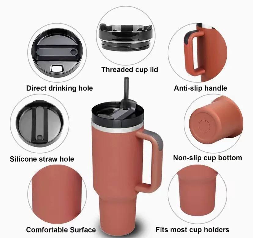 Stainless Steel 1250ml Tumbler with Straw and Handle