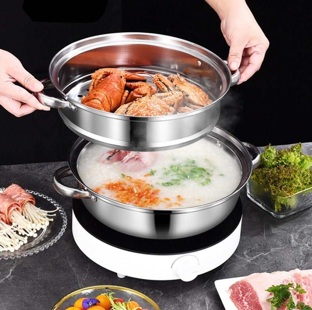 Stainless Steel 2 Layers Steamer Pot With Glass Lid