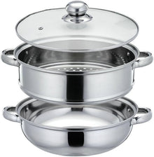Stainless Steel 2 Layers Steamer Pot With Glass Lid