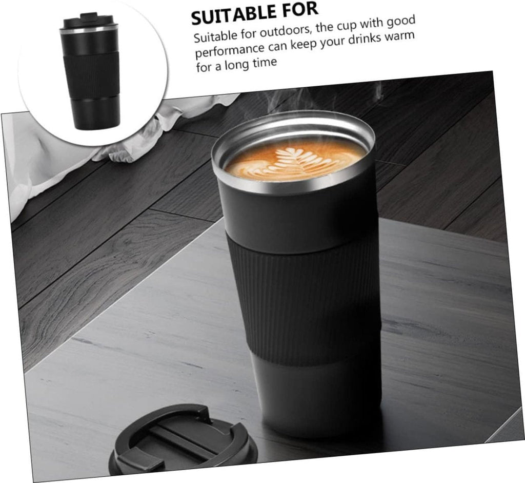 Stainless Steel Coffee Cup With Protective Leather Sleeve