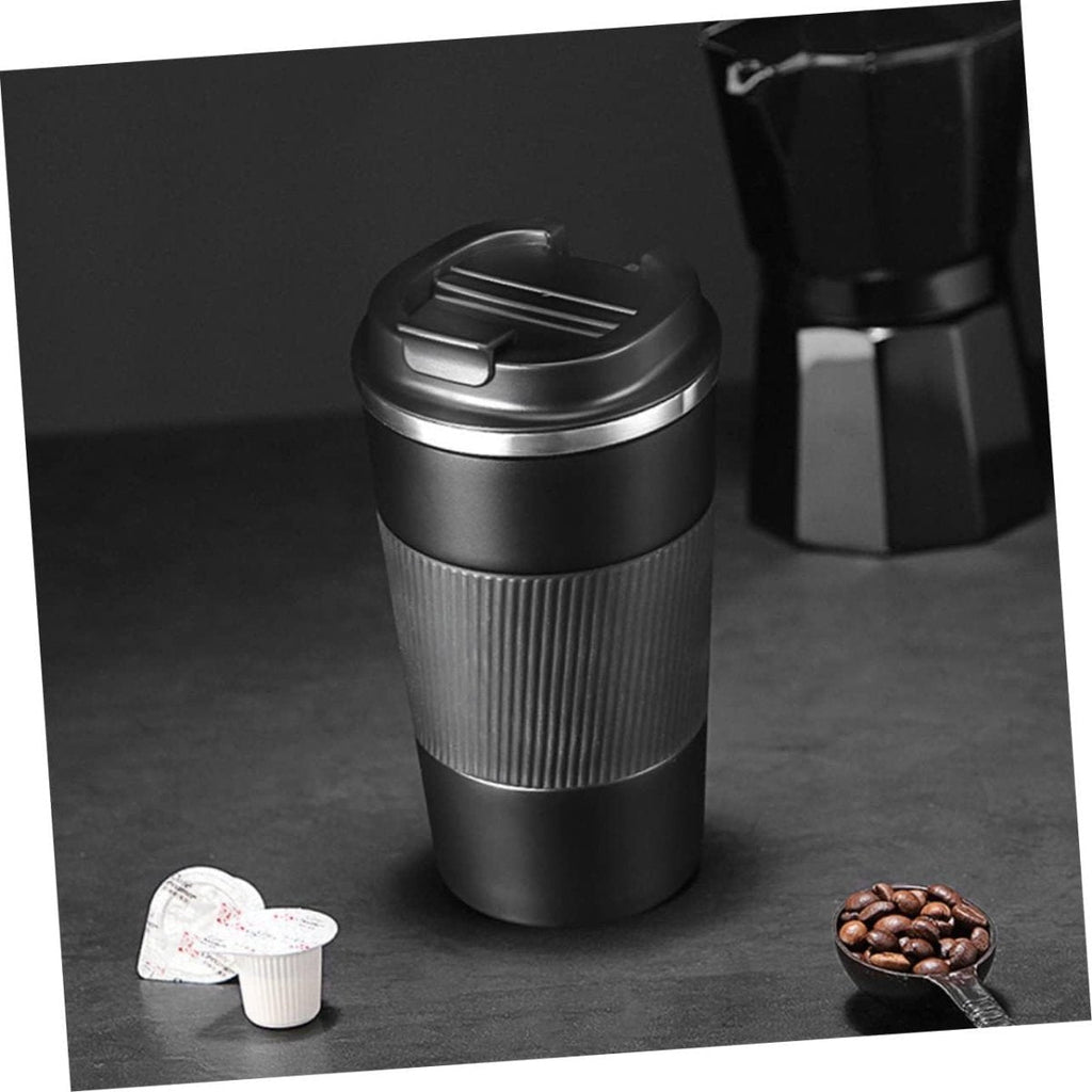Stainless Steel Coffee Cup With Protective Leather Sleeve