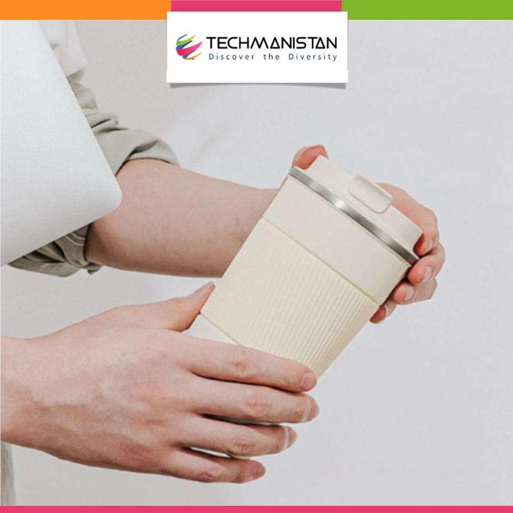 Stainless Steel Coffee Cup With Protective Leather Sleeve