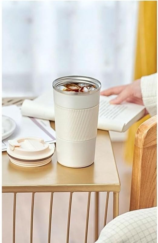 Stainless Steel Coffee Cup With Protective Leather Sleeve