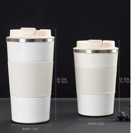 Stainless Steel Coffee Cup With Protective Leather Sleeve