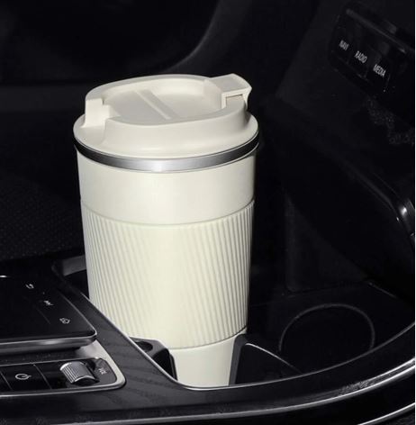 Stainless Steel Coffee Cup With Protective Leather Sleeve