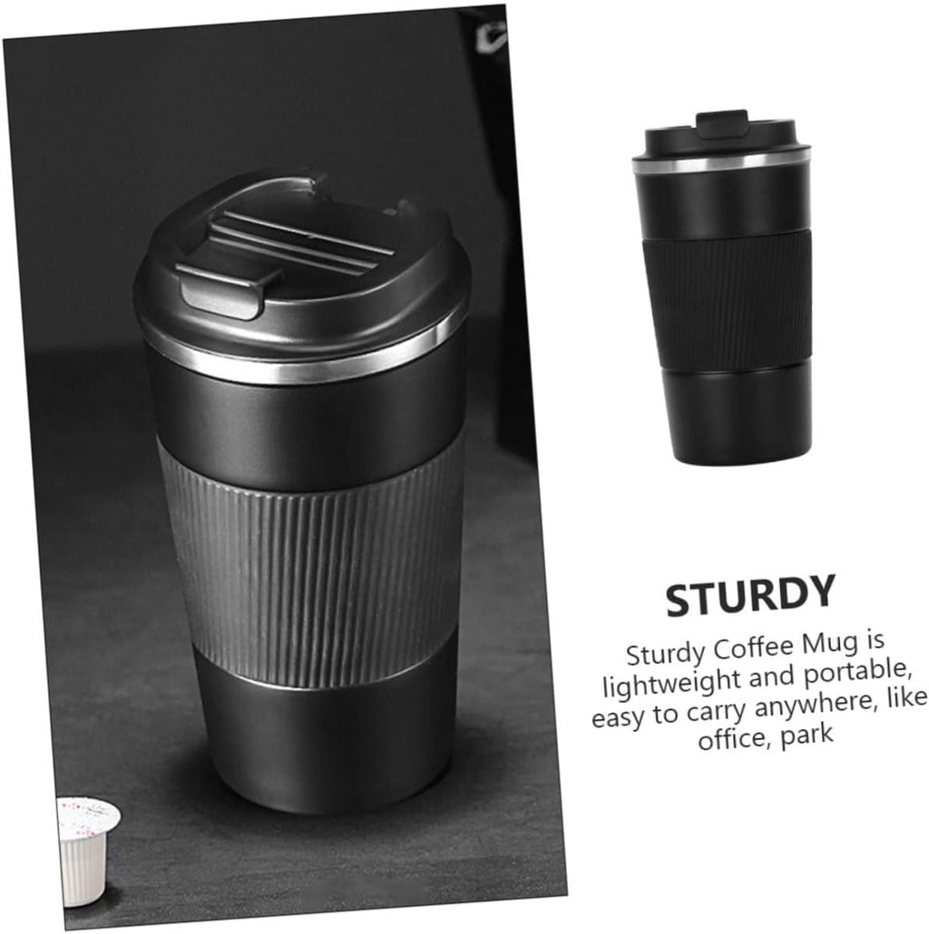 Stainless Steel Coffee Cup With Protective Leather Sleeve