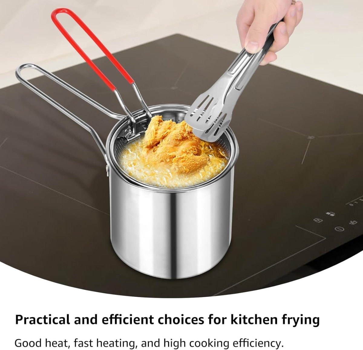 Stainless Steel Deep Fryer with Strainer Basket