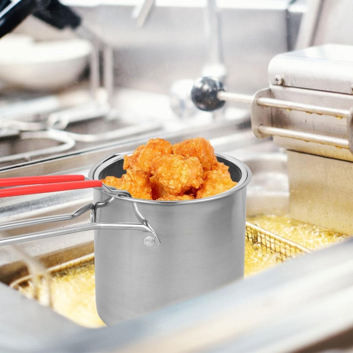 Stainless Steel Deep Fryer with Strainer Basket
