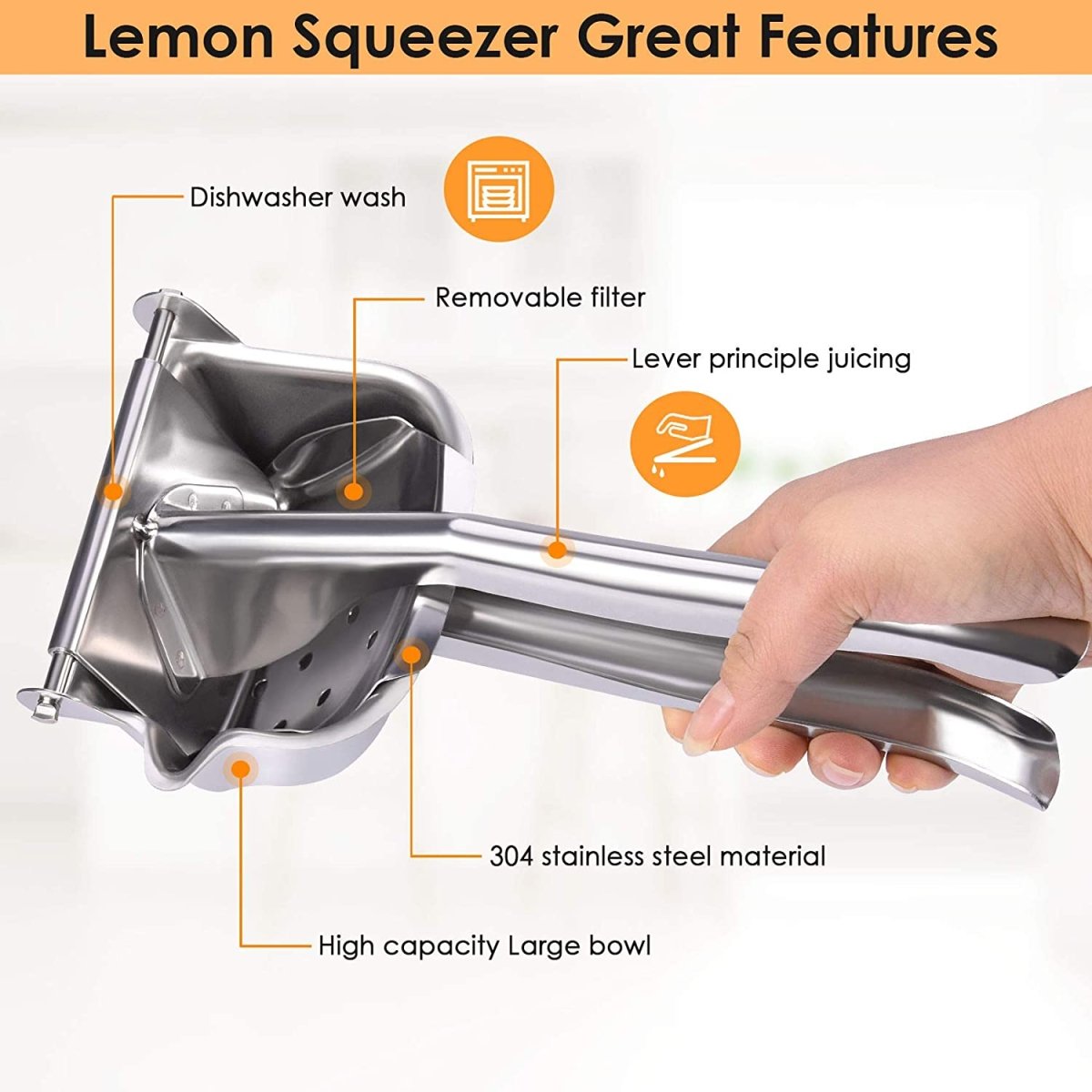 Stainless Steel Fruit Press, Stainless Steel Manual Juicer Fruit Hand Juicer, Heavy Duty Handheld Juice Extractor, Fruit Squeezer, Handheld Juicer, Fryer