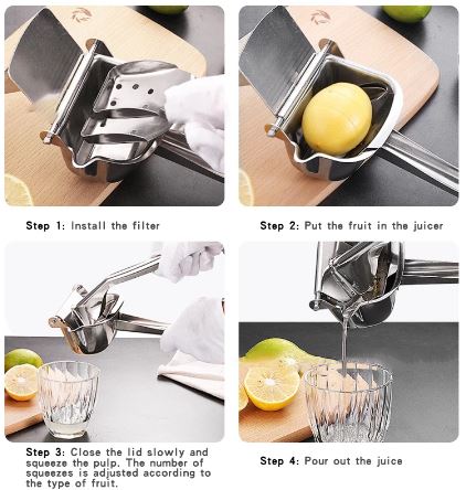 Stainless Steel Fruit Press, Stainless Steel Manual Juicer Fruit Hand Juicer, Heavy Duty Handheld Juice Extractor, Fruit Squeezer, Handheld Juicer, Fryer