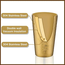 Stainless Steel Hammered Texture Golden Glass
