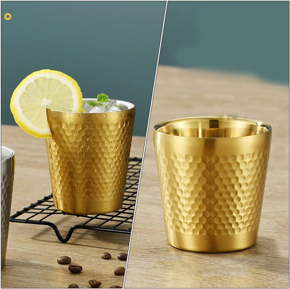 Stainless Steel Hammered Texture Golden Glass