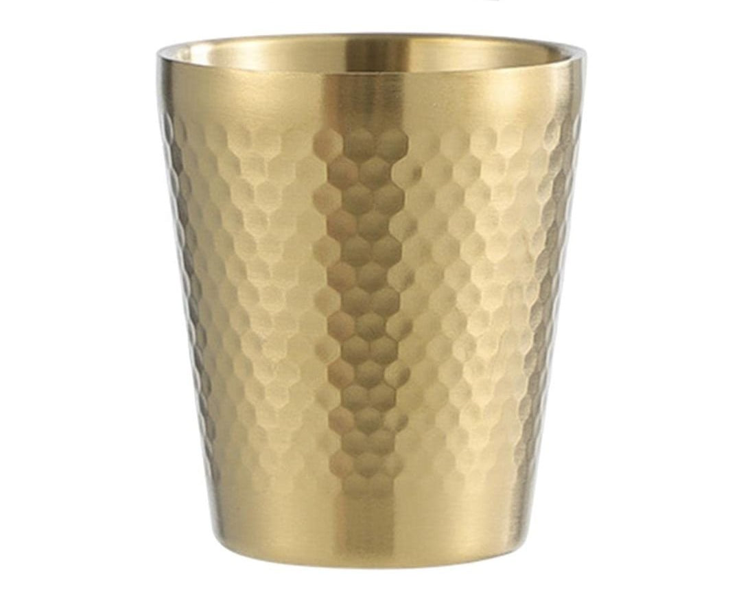 Stainless Steel Hammered Texture Golden Glass