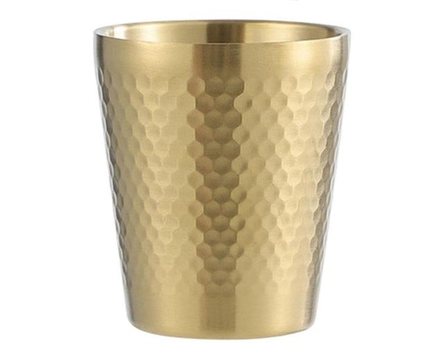 Stainless Steel Hammered Texture Golden Glass