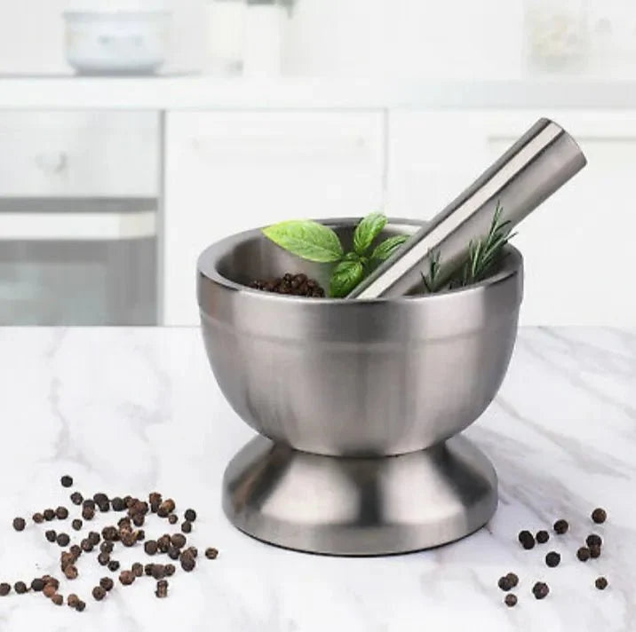 Stainless Steel Herb Spice Grinder Mortar and Pestle Set