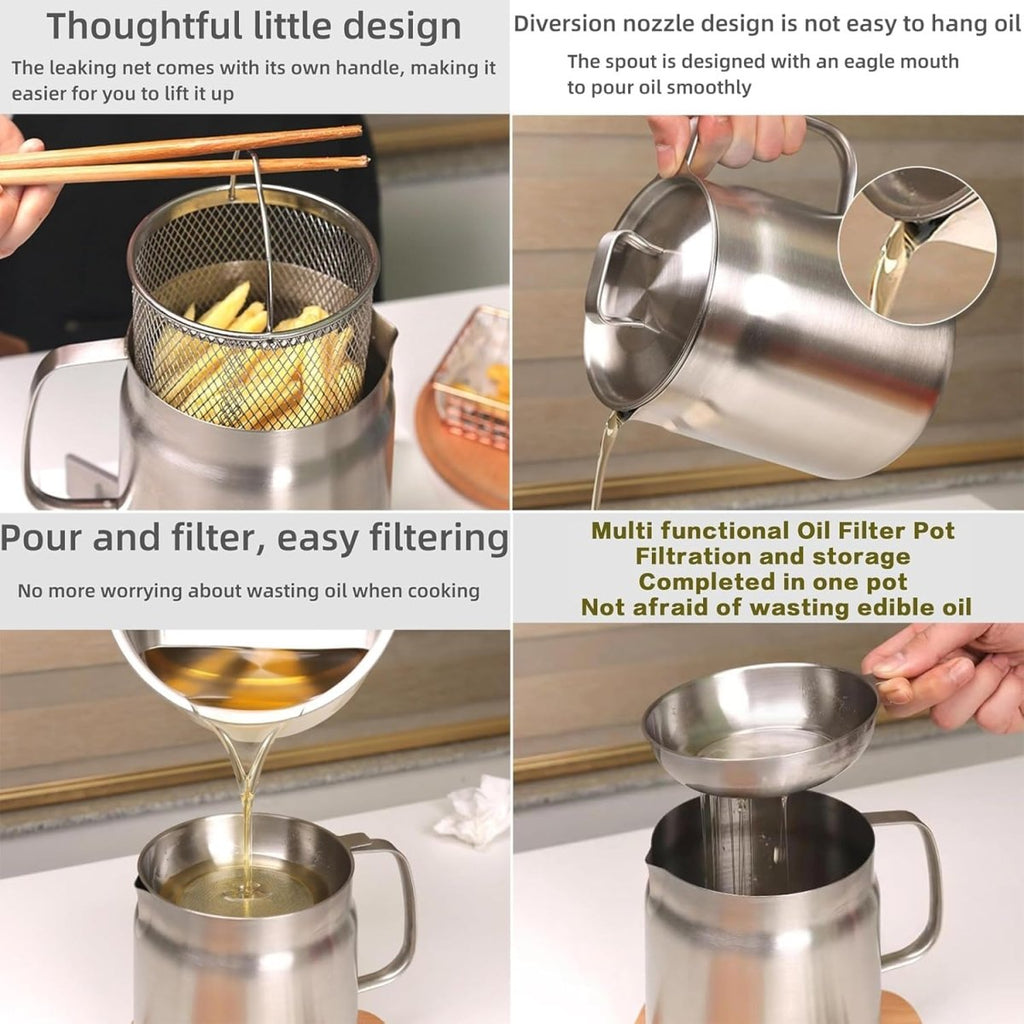 Stainless Steel Oil Pot with Strainer and Frying Basket