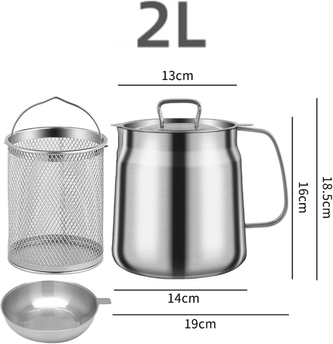 Stainless Steel Oil Pot with Strainer and Frying Basket
