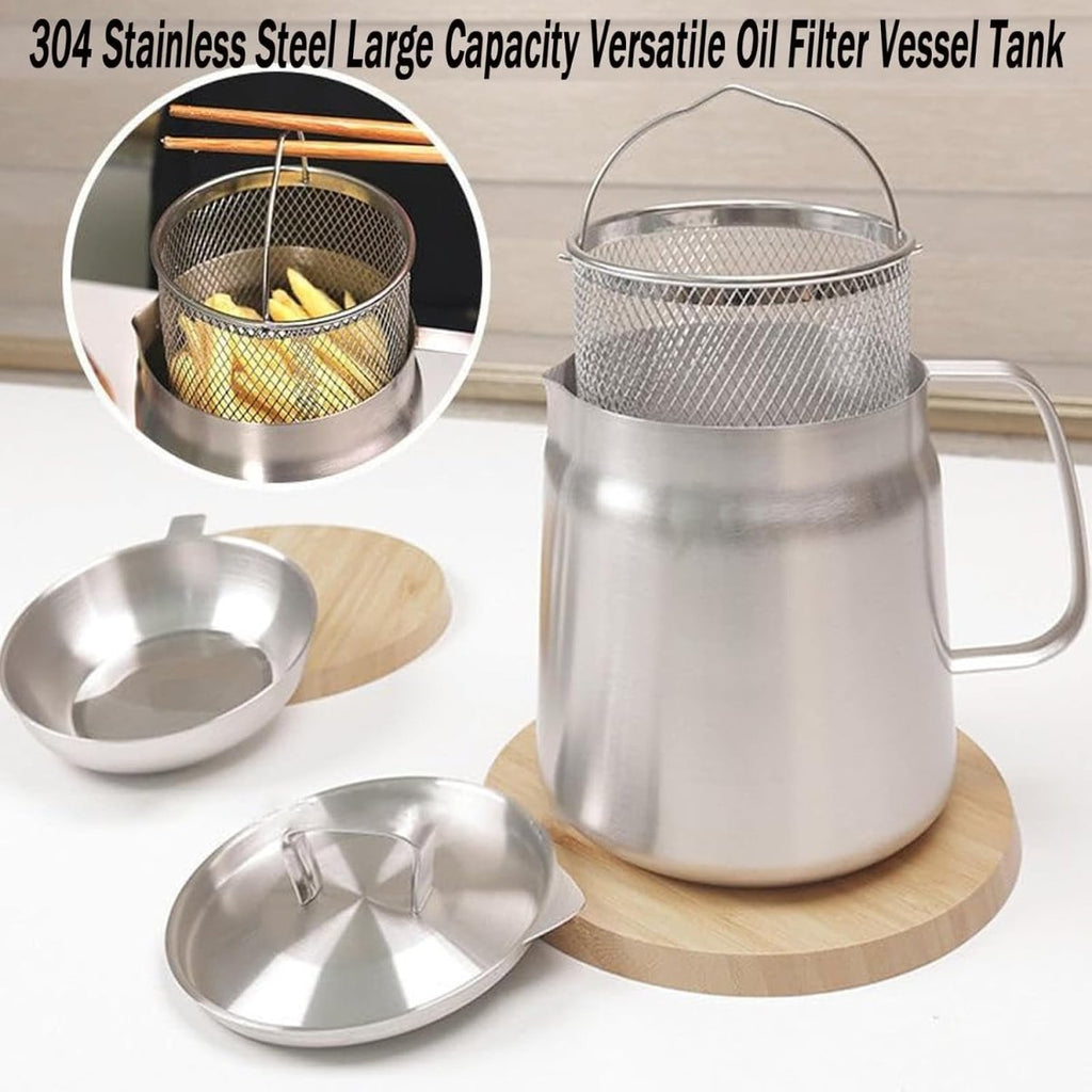 Stainless Steel Oil Pot with Strainer and Frying Basket
