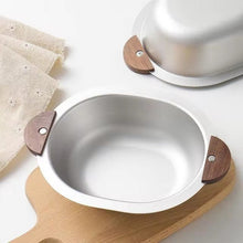 Stainless Steel Serving Bowl with Wooden Handles