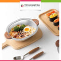 Stainless Steel Serving Bowl with Wooden Handles