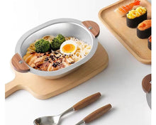 Stainless Steel Serving Bowl with Wooden Handles