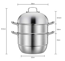 Stainless Steel Three Layers Steamer Pot With Glass Lid