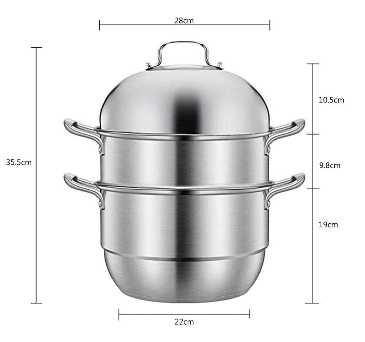 Stainless Steel Three Layers Steamer Pot With Glass Lid