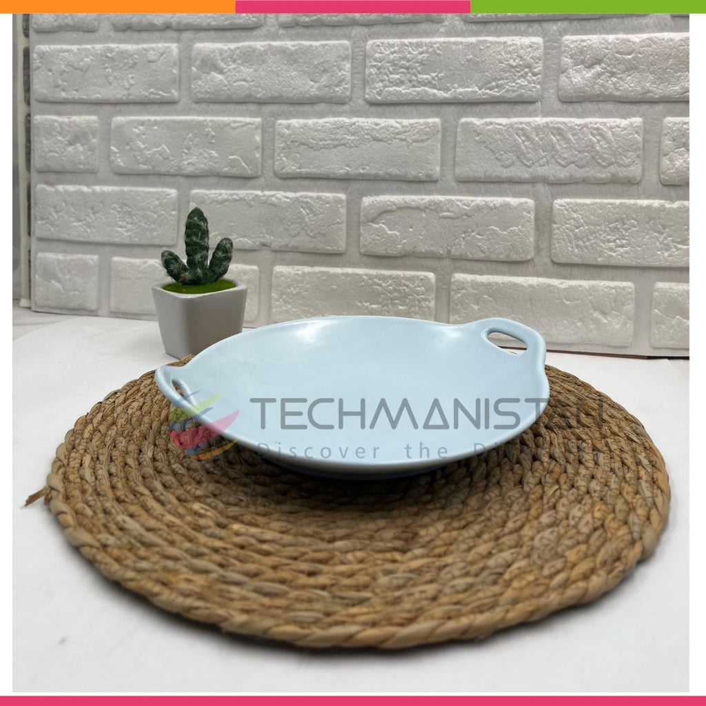 Stoneware Food Serving Tray with Handle