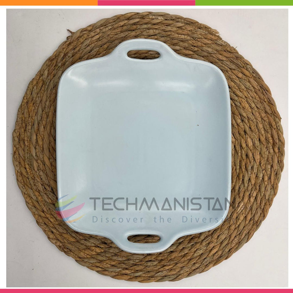 Stoneware Food Serving Tray with Handle