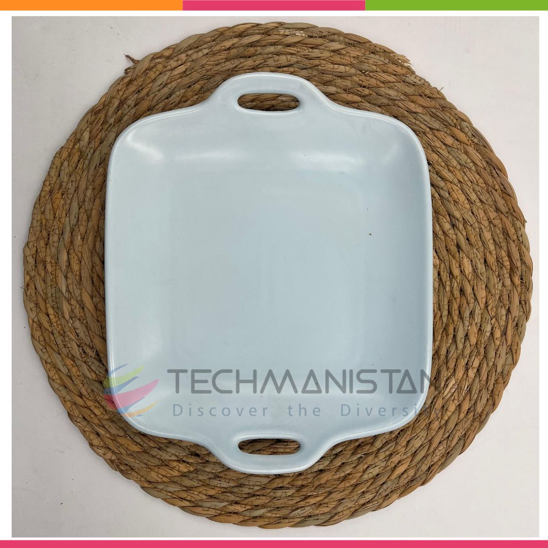 Stoneware Food Serving Tray with Handle