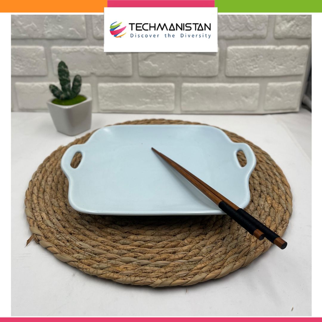 Stoneware Food Serving Tray with Handle