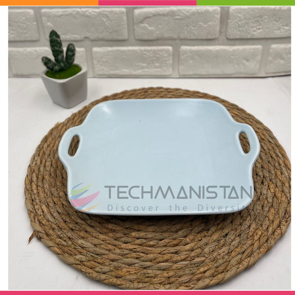 Stoneware Food Serving Tray with Handle