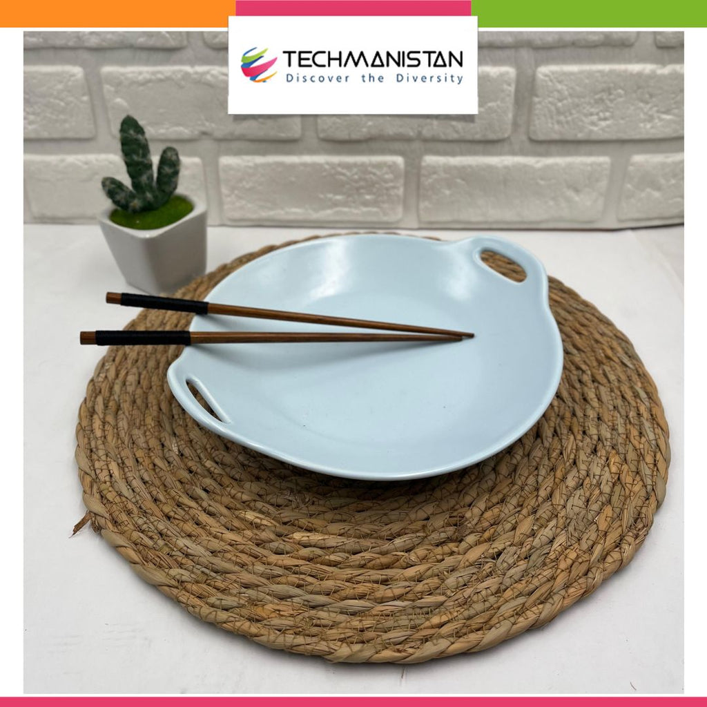 Stoneware Food Serving Tray with Handle