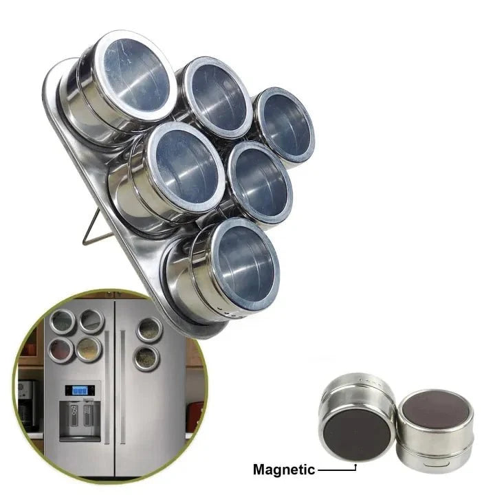 Techmanistan Magnetic Spice Tins with Rack Triangular Storage Jar with Holder