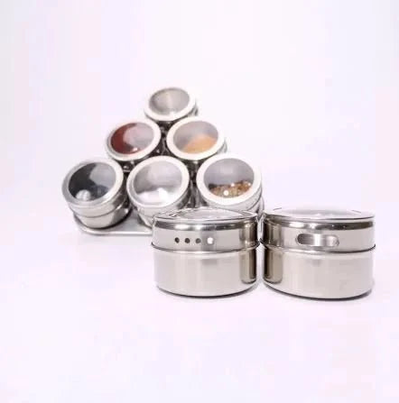 Techmanistan Magnetic Spice Tins with Rack Triangular Storage Jar with Holder
