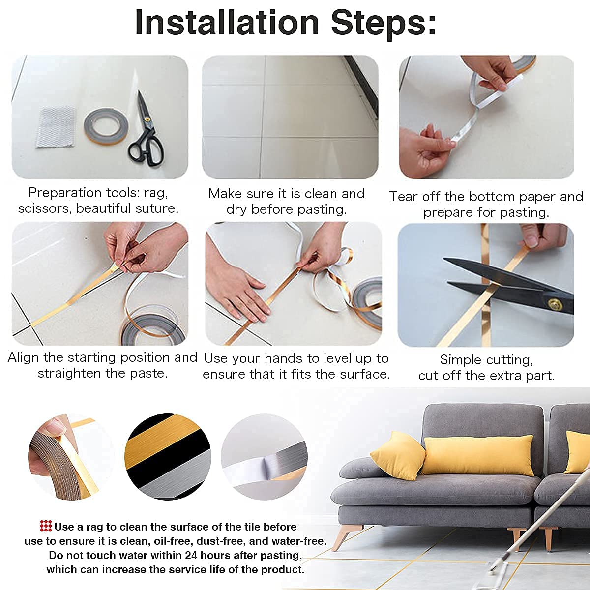 Tile Gap Tape Floor Wall Line Sticker
