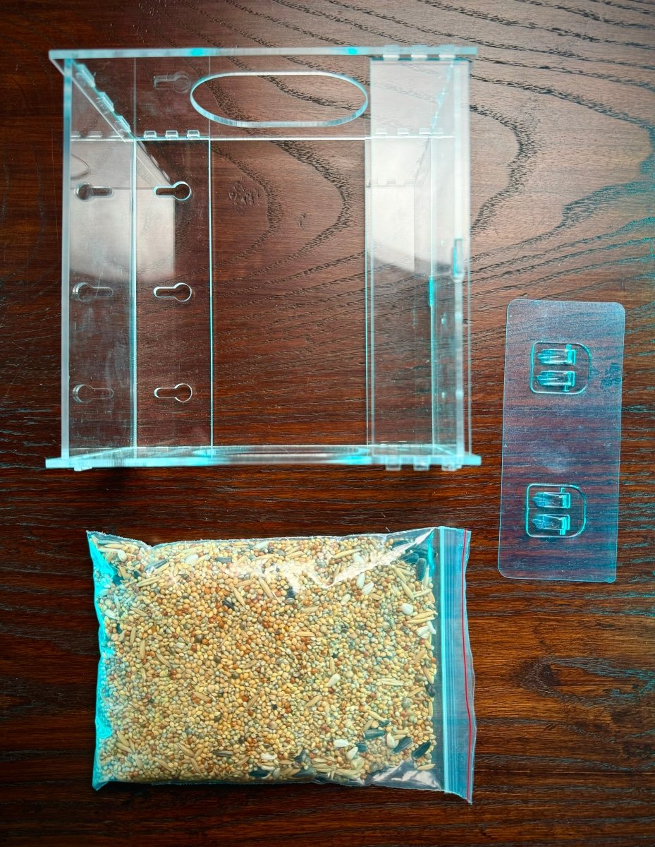 Transparent Acrylic Window Clear Bird Feeders with FREE Birds Feed