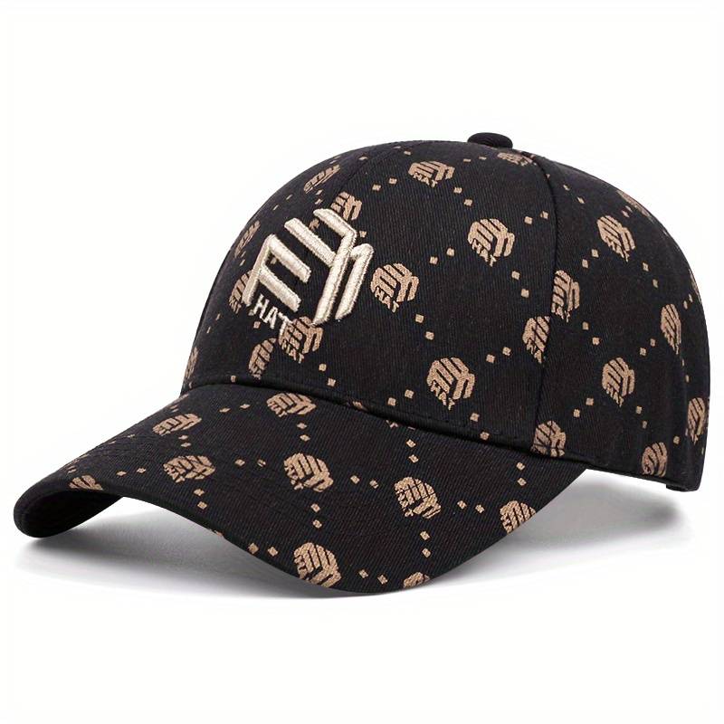Trendy Black and White Peaked Hat with Golden Accents – Adjustable & Breathable