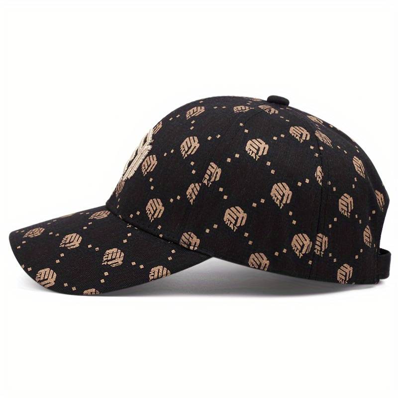 Trendy Black and White Peaked Hat with Golden Accents – Adjustable & Breathable