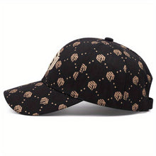 Trendy Black and White Peaked Hat with Golden Accents – Adjustable & Breathable