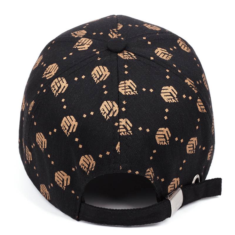 Trendy Black and White Peaked Hat with Golden Accents – Adjustable & Breathable