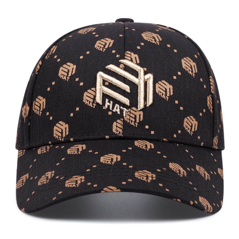Trendy Black and White Peaked Hat with Golden Accents – Adjustable & Breathable
