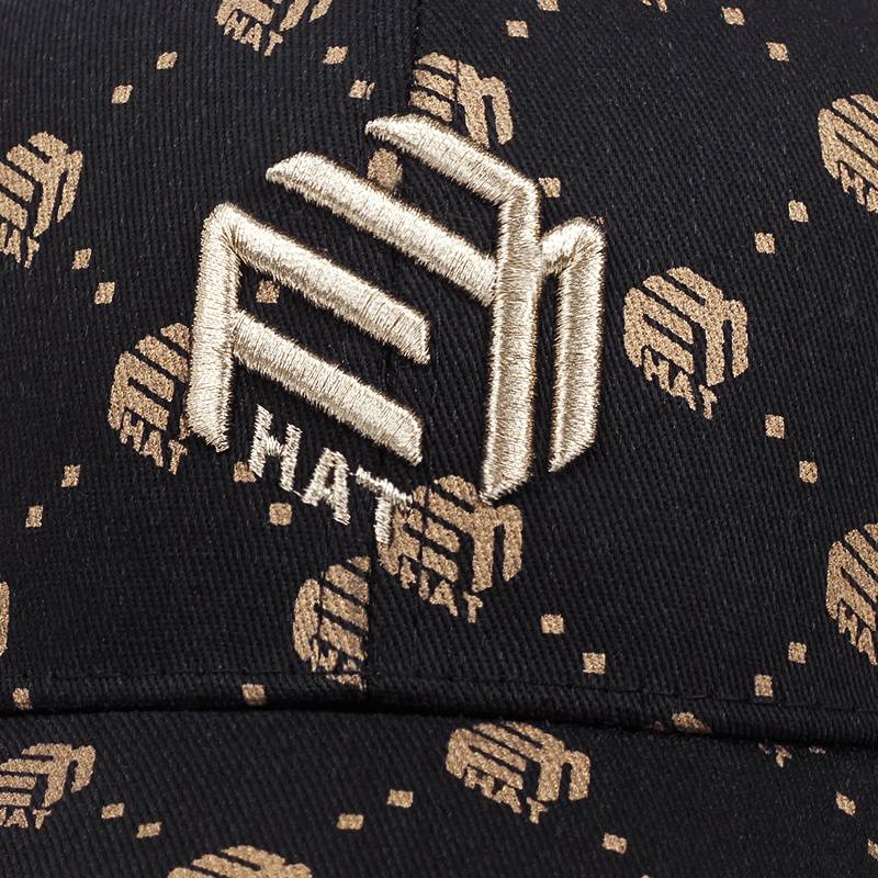 Trendy Black and White Peaked Hat with Golden Accents – Adjustable & Breathable