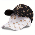 Trendy Black and White Peaked Hat with Golden Accents – Adjustable & Breathable